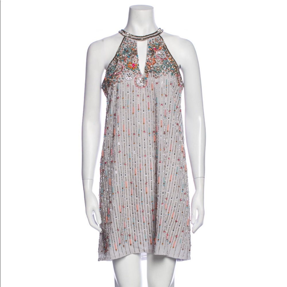 Like New | Parker | Silk Shift Dress with beaded Crystal Accent